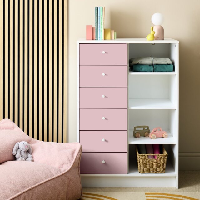 Argos Home Kids Malibu 6 Drawer Chest - Pink & White - image 1