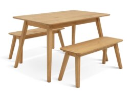 Habitat Parry Pine Dining Table & 2 Pine Benches