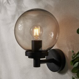 Zink SFIR IP44 Black Outdoor Globe Wall Light - thumbnail 1