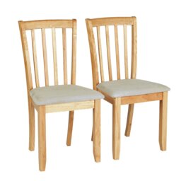 Argos Home Banbury Pair of Solid Wood Dining Chairs- Natural - thumbnail 1