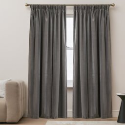Argos Home Velvet Stripe Blackout Pencil Pleat Curtains - Grey - 168x229cm