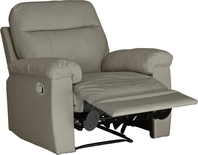 Argos Home Paolo Leather Mix Manual Recliner Chair - Grey - image 1