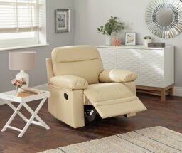 Argos Home Paolo Leather Mix Manual Recliner Chair - Grey - thumbnail 2
