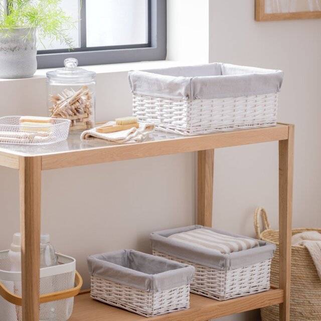 Habitat Pack of 3 Wicker Storage Basket - White - image 1
