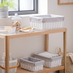 Habitat Pack of 3 Wicker Storage Basket - White - thumbnail 1