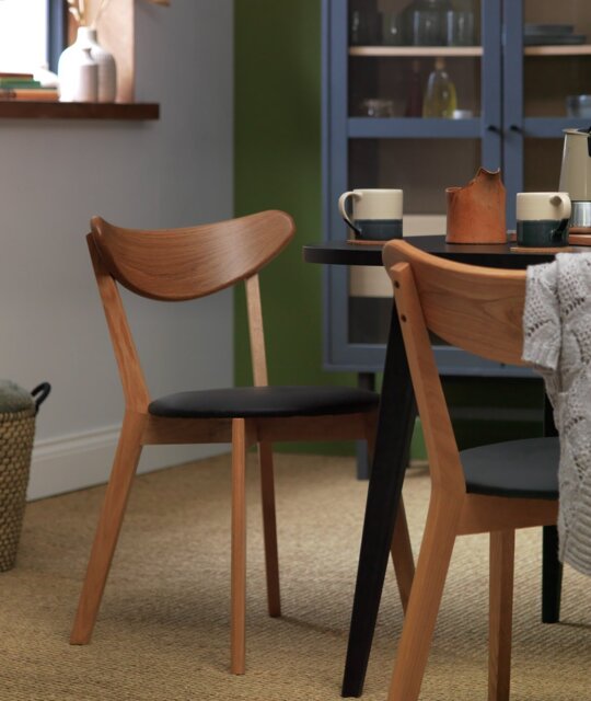Habitat Sophie Pair of Faux Leather Dining Chair - Oak - image 1