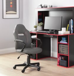 Argos Home Faux Leather Gaming Chair - Grey - thumbnail 2