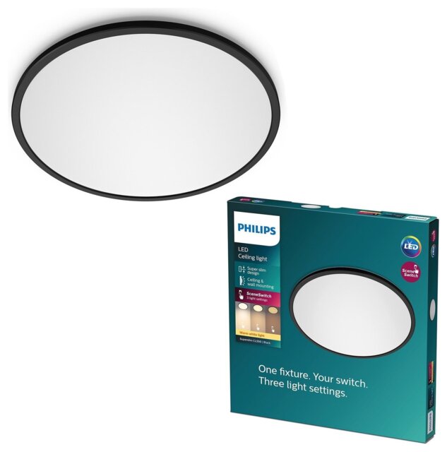 Philips Super Slim LED Flush to Ceiling Light - Black - image 1