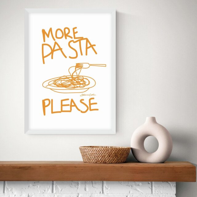 East End Prints More Pasta Please White Frame Art Print - A3 - image 1