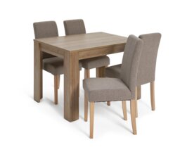 Argos Home Miami Oak Dining Table & 4 Brown Chairs