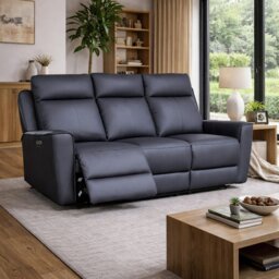 Aspire Elmhurst Leather 3 Seater Power Recliner Sofa - Charcoal - thumbnail 2