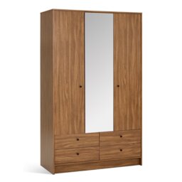 Argos Home Malibu 3 Door 4 Drawer Mirror Wardrobe - Walnut - thumbnail 2