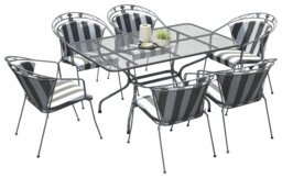 Pacific Elegance 6 Seater Metal Patio Set with Cushions-Grey - thumbnail 2