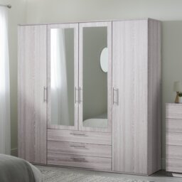 Argos Home Brisbane 4 Door 3 Drawers Wardrobe - Grey Oak