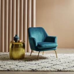 Habitat Celine Velvet Accent Chair - Blue - thumbnail 2