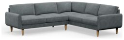 Hutch Velvet Round Arm 6 Seater Corner Sofa - Slate Grey - thumbnail 1