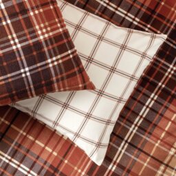 Argos Home Brushed Cotton Autumnal Check Brown Bedding Set - Double - thumbnail 2