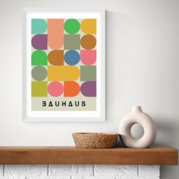East End Prints Colourful Bauhaus White Frame Art Print - A2