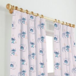Disney Stitch Printed Kids Pencil Pleat Curtains - Pink - 168x183cm - thumbnail 2