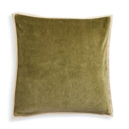 Habitat Cotton Velvet Cushion - Khaki - 43x43cm - thumbnail 2