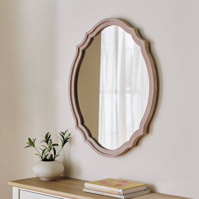 Argos Home Decorative Wooden Oval Wall Mirror - 76x61cm - image 1