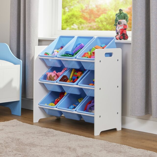 Liberty House Toys Kids 9 Bin Storage Unit - Blue and White - image 1