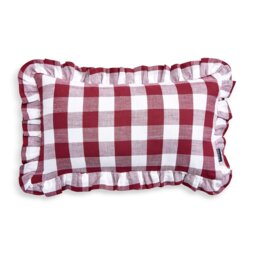 Habitat Gingham Check Frill Cushion - Berry - 50x30cm - thumbnail 2