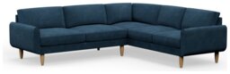 Hutch Velvet Round Arm 6 Seater Corner Sofa - Ink Blue - thumbnail 1