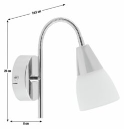 Argos Home Curico Glass Wall Light - Chrome & White - thumbnail 2