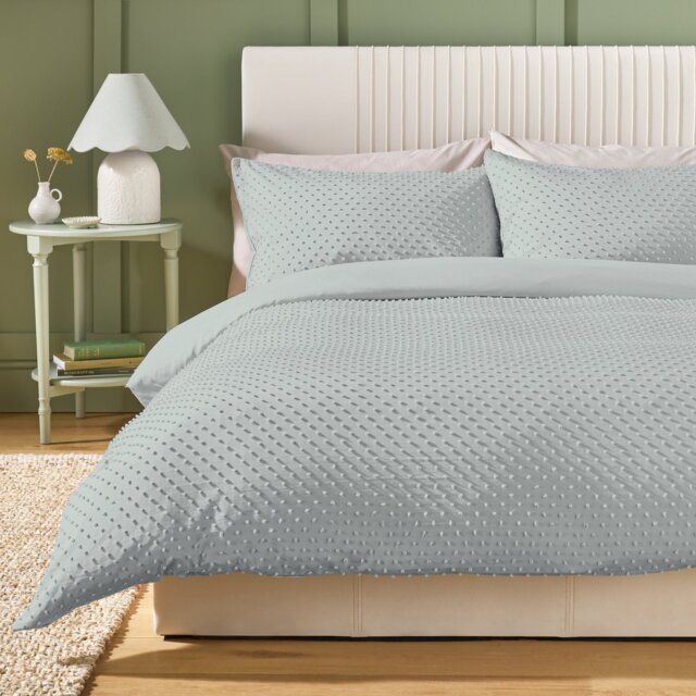 Argos Home Embroidered Dot Grey Bedding Set - Double - image 1