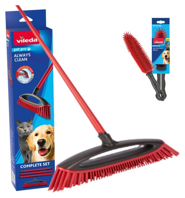 Vileda Pet Pro Rubber Broom & Electrostatic Brush Bundle - image 1