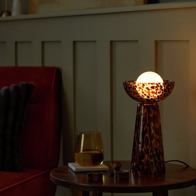 Habitat Glass Tortoise Shell Table Lamp - Brown - image 1