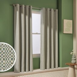 Habitat Check Blackout Jacquard Eyelet Curtains - Teal - 168x183cm