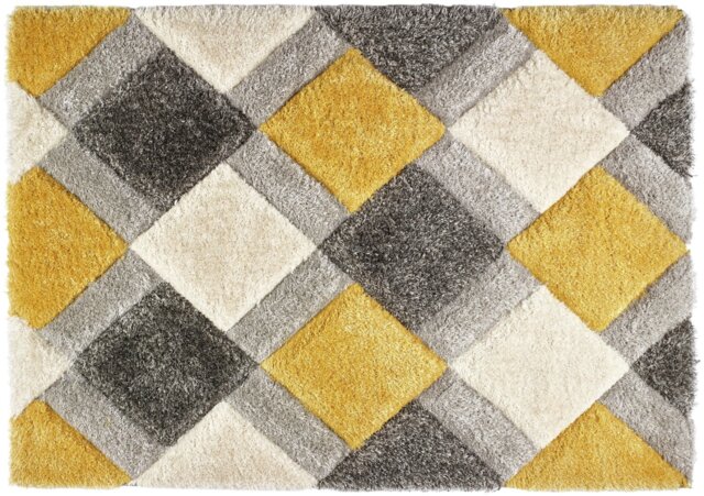 Origins 3D Geometric Ochre Shaggy Rug - 120x170cm - image 1