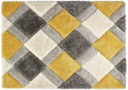 Origins 3D Geometric Ochre Shaggy Rug - 120x170cm - thumbnail 1