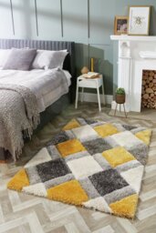 Origins 3D Geometric Ochre Shaggy Rug - 120x170cm - thumbnail 2