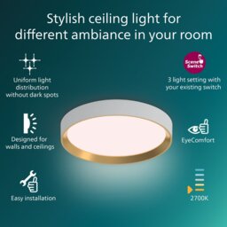 Philips Hanno Metal Scene Switch LED Ceiling Light - White - thumbnail 2