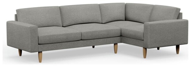 Hutch Slim Fabric Block Arm 5 Seater Corner Sofa - Dove Grey - image 1
