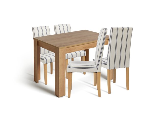 Argos Home Miami Extending Oak Dining Table & 4 White Chairs - image 1