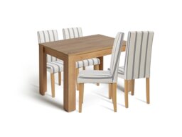 Argos Home Miami Extending Oak Dining Table & 4 White Chairs - thumbnail 1