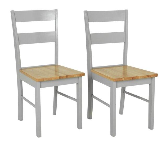 Argos Chicago Pair of Solid Wood Dining Chair- Grey & Oak - image 1