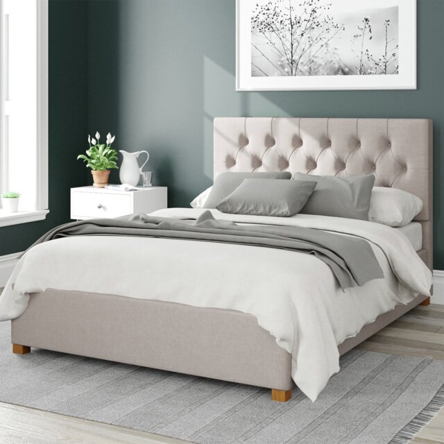 Aspire Olivier Linen Superking Ottoman Bedframe - Off White - image 1