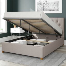 Aspire Olivier Linen Superking Ottoman Bedframe - Off White - thumbnail 2