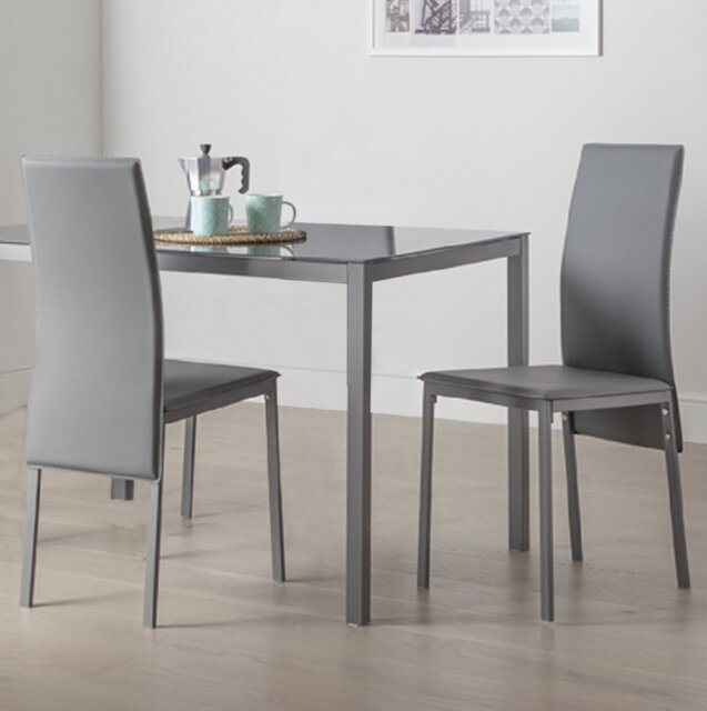 Argos Home Lido Pair of Faux Leather Dining Chair - Grey - image 1