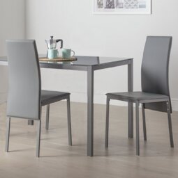 Argos Home Lido Pair of Faux Leather Dining Chair - Grey - thumbnail 1