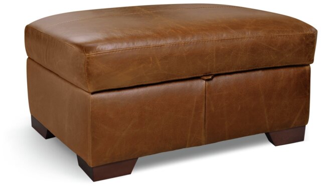 Argos Home Eton Leather Storage Ottoman Footstool - Tan - image 1