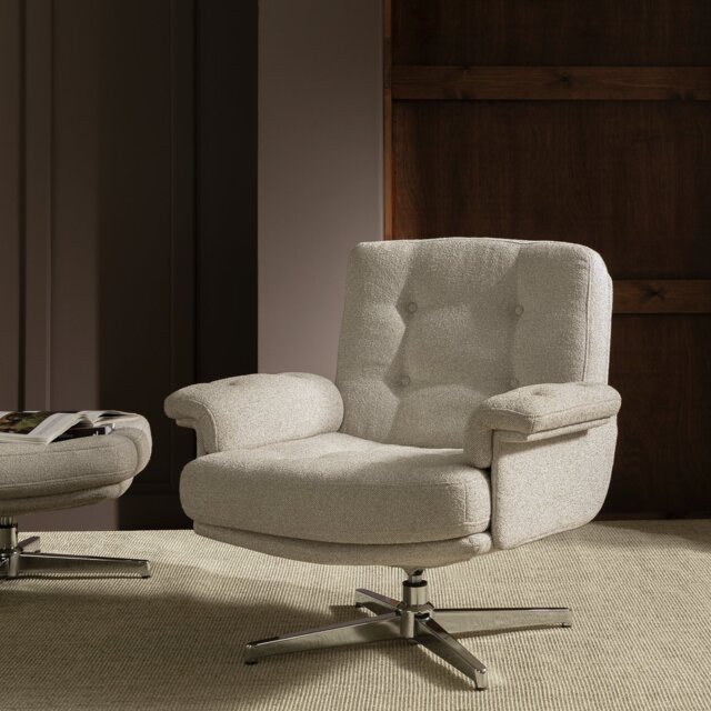 Habitat Dawson Fabric Swivel Chair - Natural - image 1