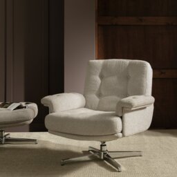 Habitat Dawson Fabric Swivel Chair - Natural - thumbnail 1