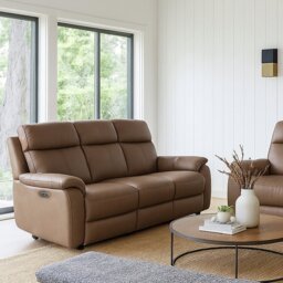 Aspire Kingsmere 3 Seater Power Recliner Sofa - Brown - thumbnail 1