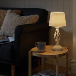 Argos Home Twist 42cm Metal Table Lamp - Cream - thumbnail 2